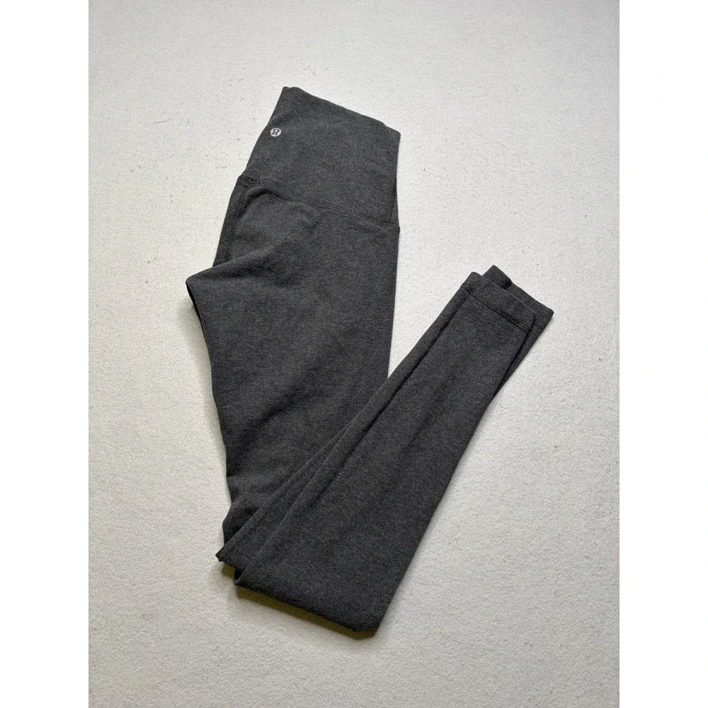 Lululemon Leggings Womens 6 Grey High Rise Cotton Blend Full Length Yoga Pants